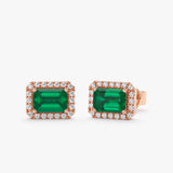 Elegant rose gold Emerald and Diamond Earrings