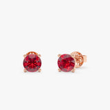 Lab-Grown Round Ruby Stud Earrings, Carmine