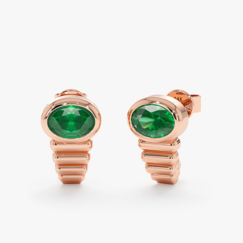 rose gold emerald vintage hoops