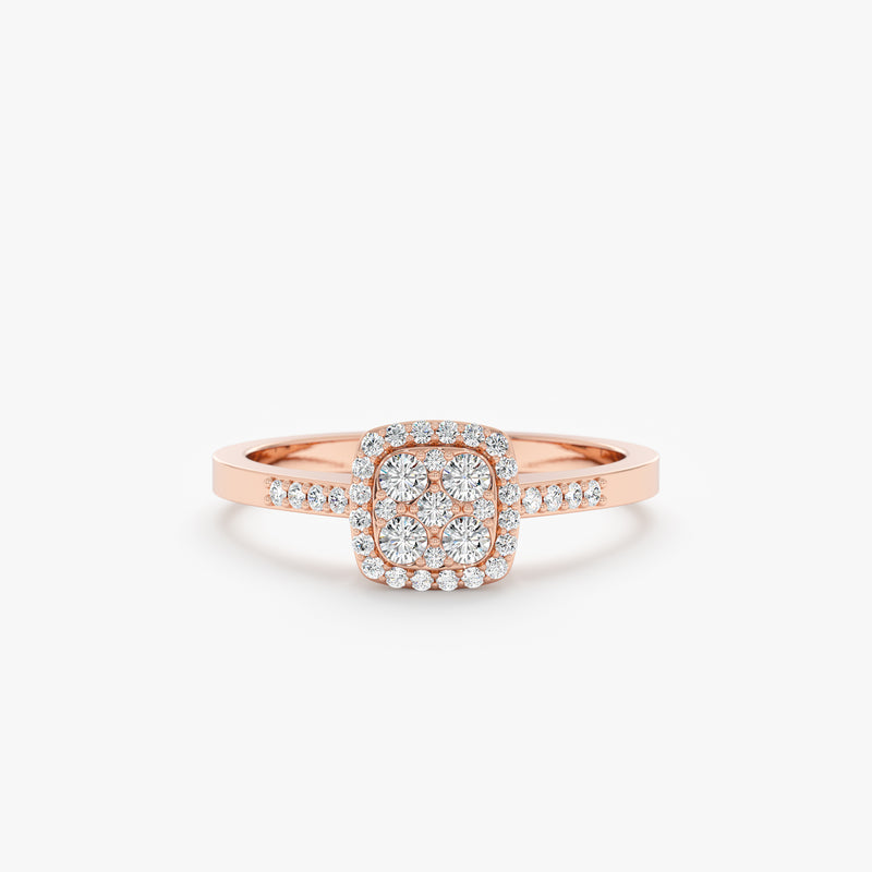 Diamond Cluster Cushion Engagement Band