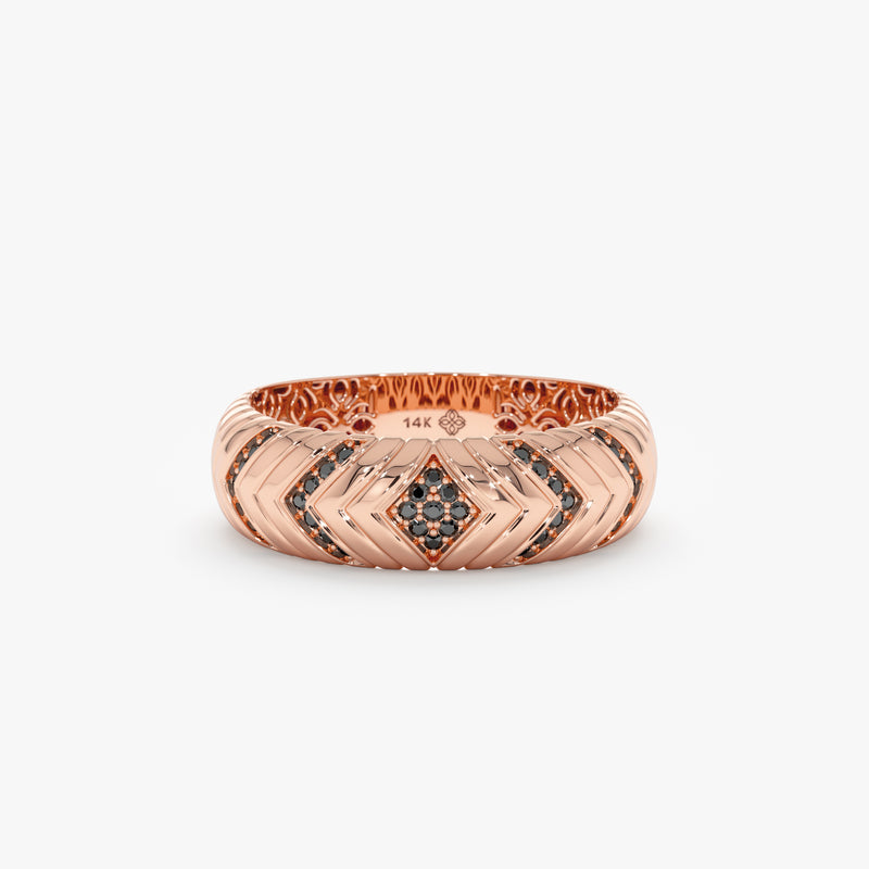 Black Diamond Chevron Ring, Lilith