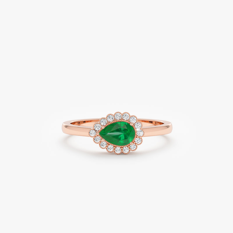 Pear-Cut Emerald Diamond Engagement Ring, Everly