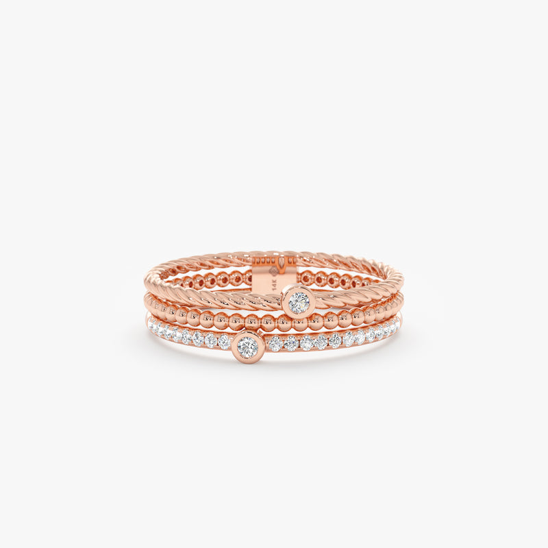 Triple Band Diamond Stack Ring, Capri