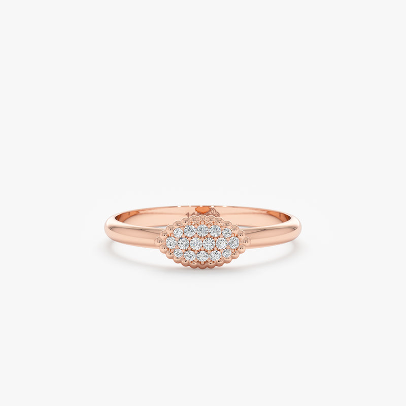 rose gold, milgrain set, white diamond ring