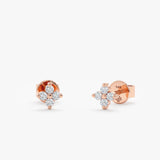 handcrafted 14k solid rose gold four diamond clover stud earrings