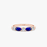 Blue Sapphire and Diamond Anniversary Ring, Mara