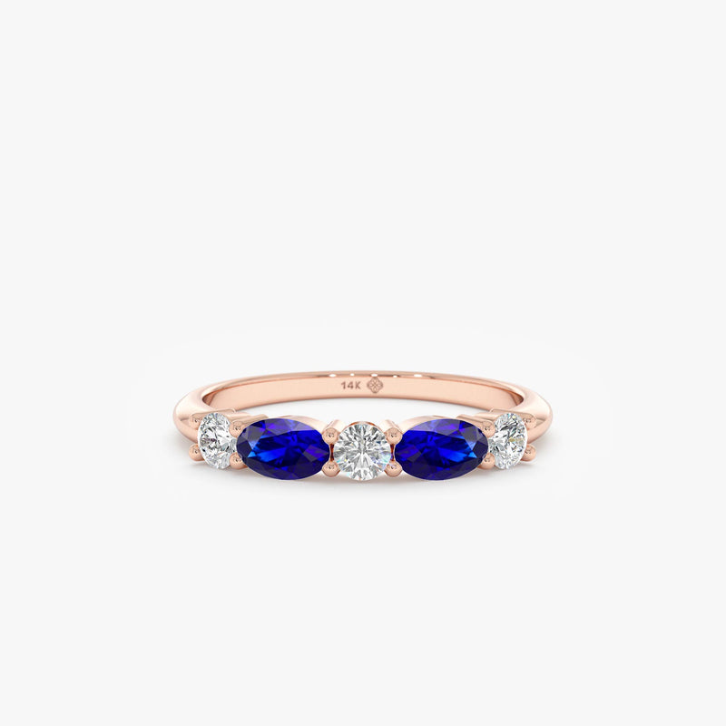 Blue Sapphire and Diamond Anniversary Ring, Mara