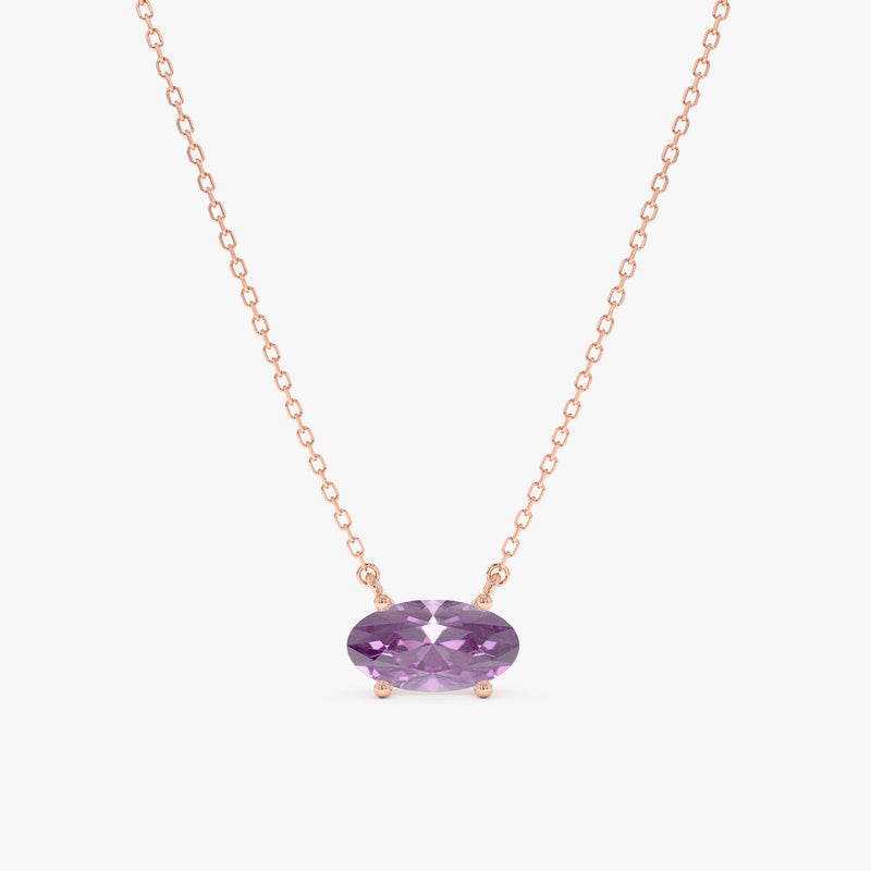 Dainty Oval Amethyst Necklace, Rahaf