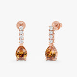 Citrine Diamond Dangle Earrings, Daleyza