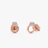 handmade solid 14k rose gold diamond hand cuff stud earring