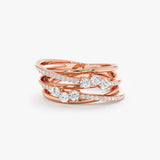 Crossed Cluster Diamond Band in Rose Gold