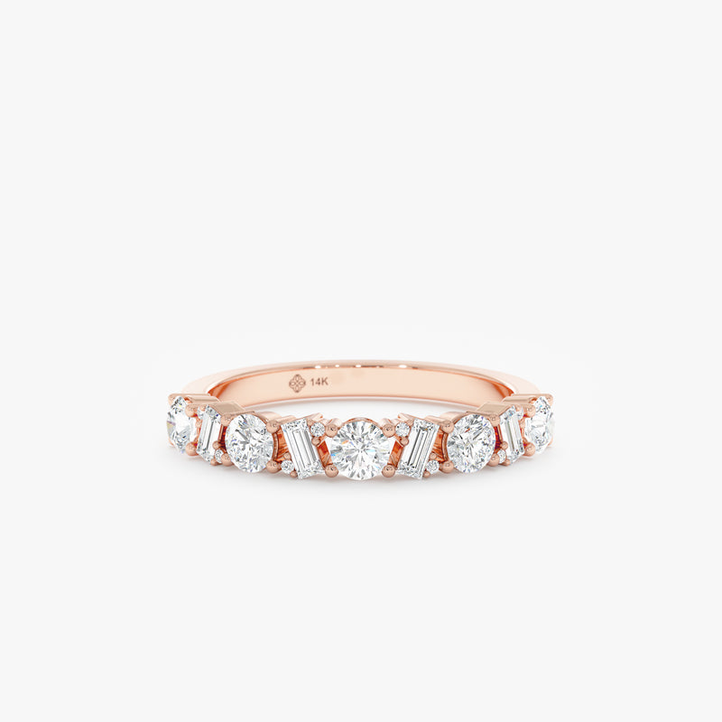 rose gold half eternity ring