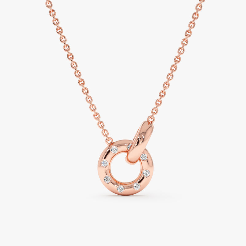 Rose Gold Diamond Interlocking Circle Necklace