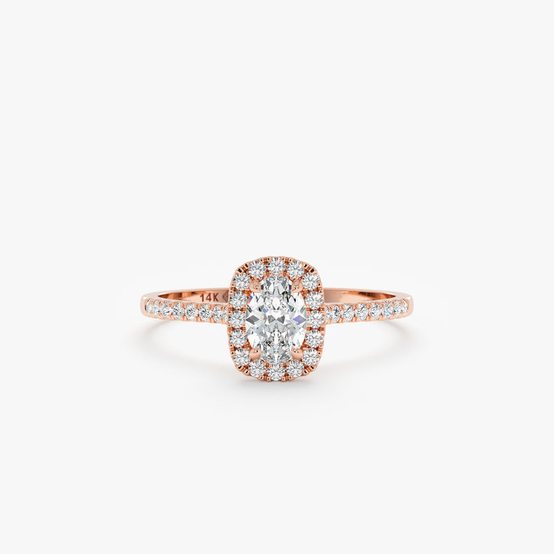 handcrafted in rose gold clear diamond engagement ring