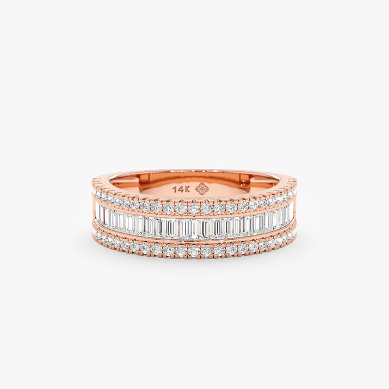 rose gold wide diamond ring