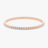 Natural Diamonds, Stretch Bangle in Solid Rose Gold