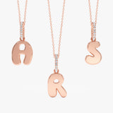 Pave Diamond Accent Necklace Charm in Rose Gold