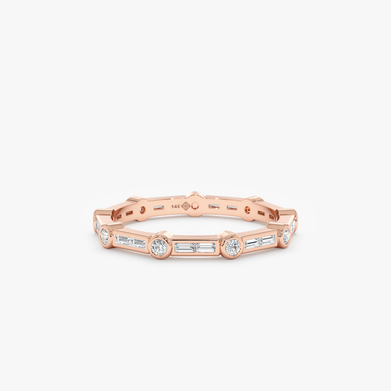 14k rose gold eternity ring with mixed natural diamonds 