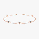 solid rose gold topaz station bracelet 