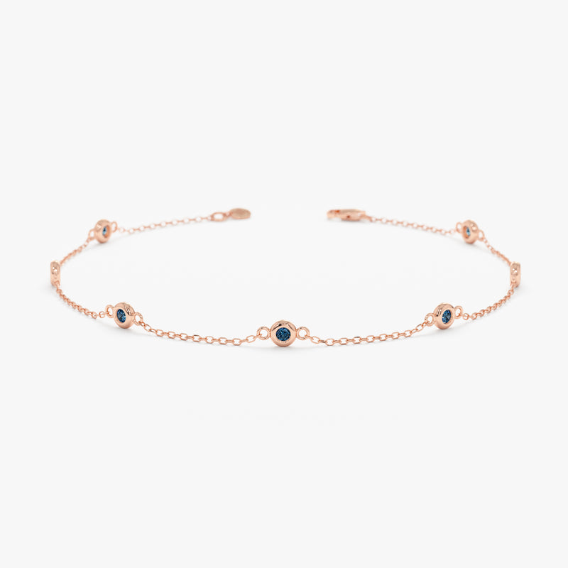 solid rose gold topaz station bracelet 