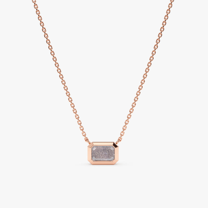 handmade solid 14k rose gold labradorite necklace