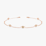 minimalist design peridot bracelet in rose gold