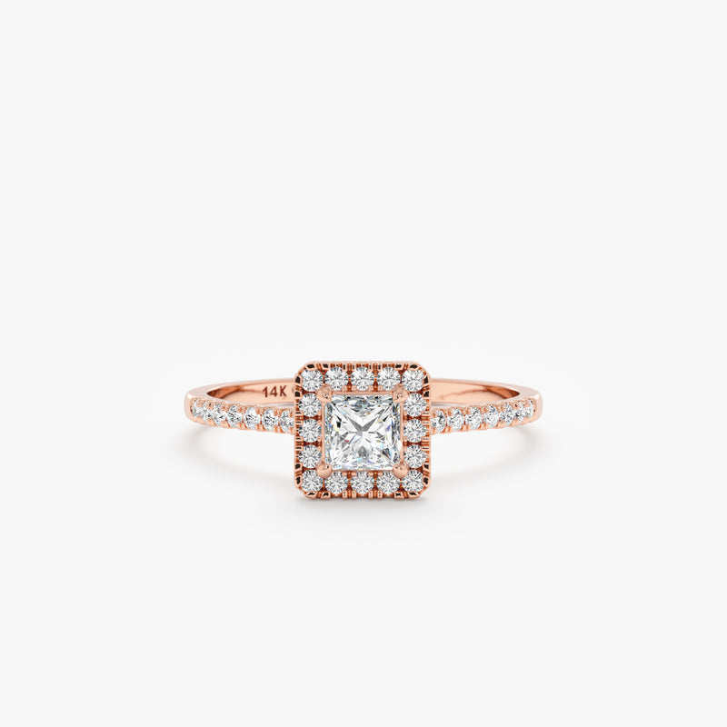 18k rose gold princess cut ring