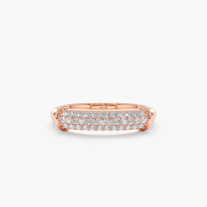 14k solid rose gold paved diamond ring