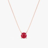 Lab-Grown Ruby Pendant Solitaire Necklace, Rosalee