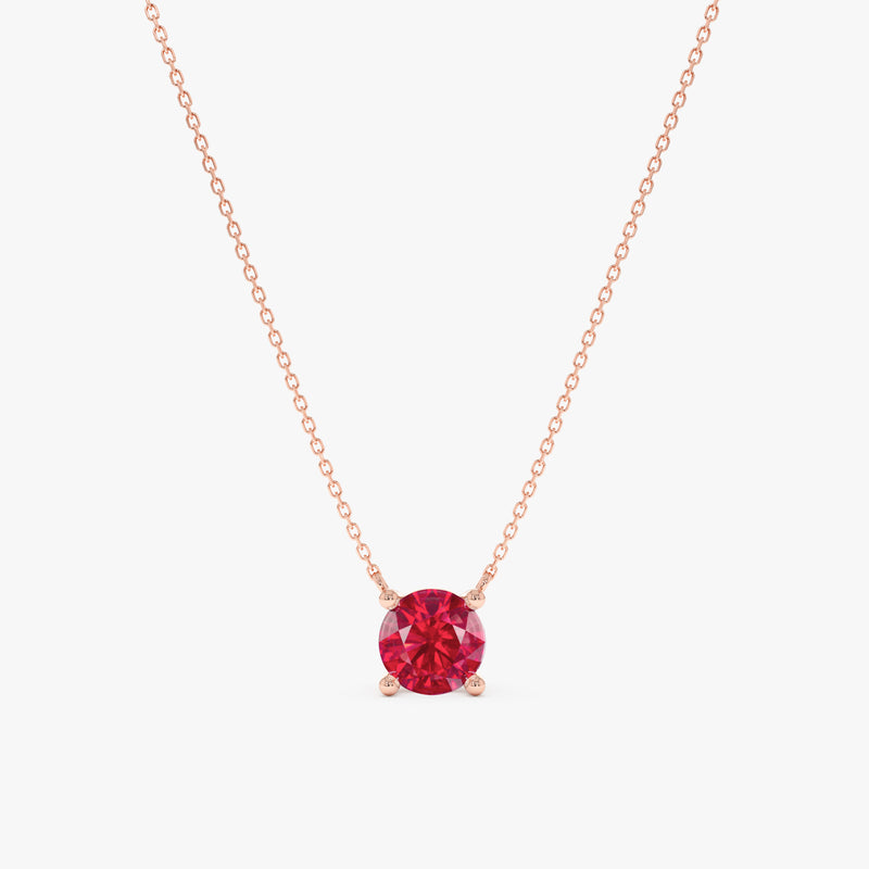 Lab-Grown Ruby Pendant Solitaire Necklace, Rosalee