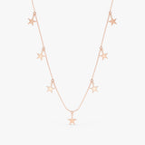 handcrafted 14k solid rose gold hanging stars charm necklace 