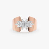 rose gold marquise cut diamond wide ring