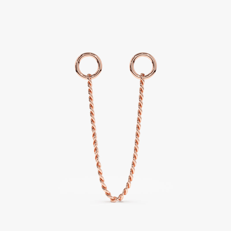 Handmade 14k solid rose gold cuban chain charm for huggies 