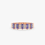 14k solid rose gold and natural diamond half eternity bridal ring