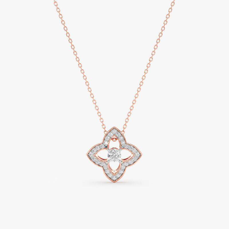 White Diamond Clover Necklace, Nancy