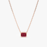 solid 14k rose gold octagon cut ruby pendant necklace 