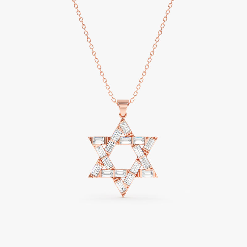 Baguette Diamond Star of David Pendant Necklace, Batya