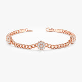 ethically sourced clear diamond daisy bracelet in rose gold