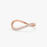 18k rose gold diamond wavy ring