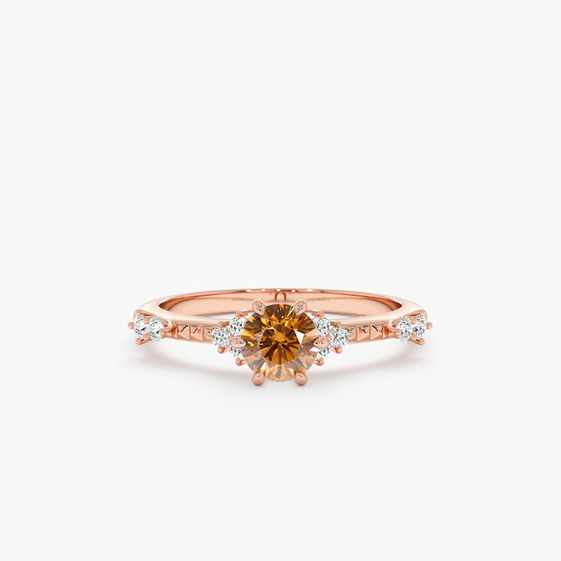 rose gold diamond and citrine engagement band