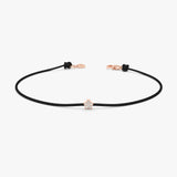 rose gold diamond star black string bracelet