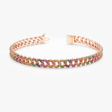 Multicolored sapphire bracelet with Cuban chain links