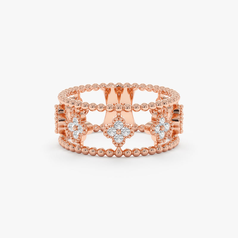 14k or 18k rose gold diamond ring