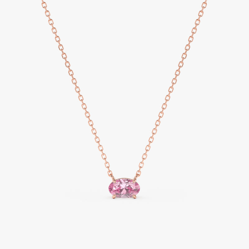 Oval-Cut Pink Sapphire in Rose Gold Cable Chain