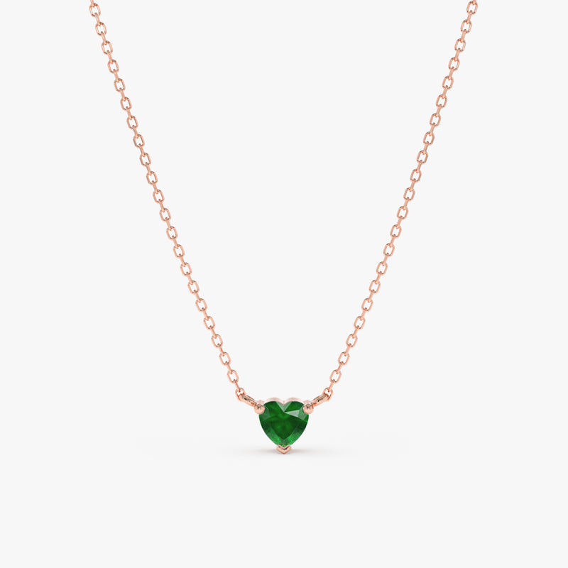 natural green emerald in rose gold cable chain