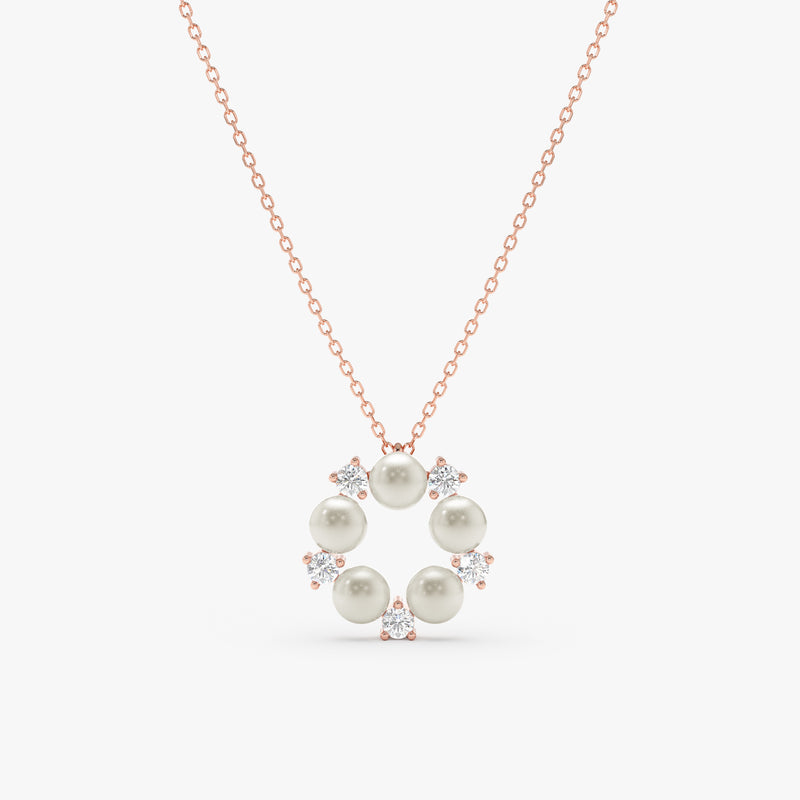 mini rose gold pearl wreath necklace