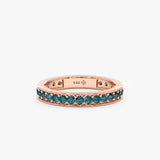 14k rose gold teal sapphire eternity ring for her 