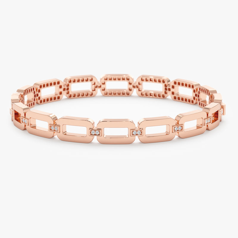 Diamond Bar Accents Bangle in Pink Gold