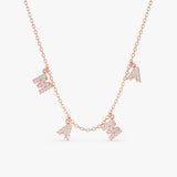 handmade diamond name necklace in rose gold