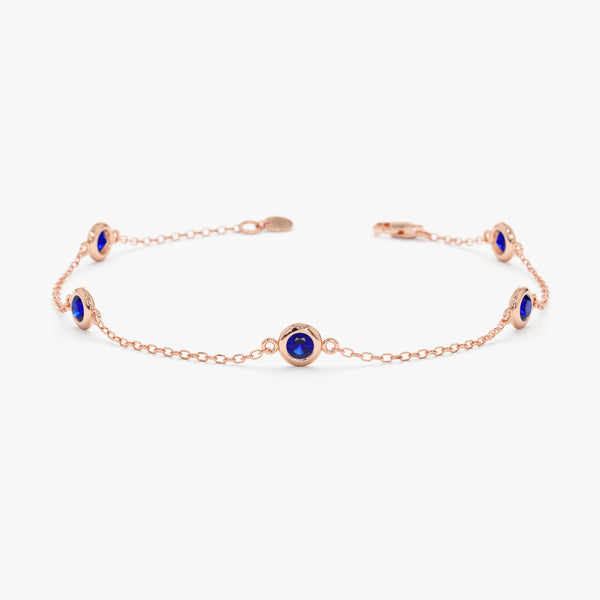 Blue Sapphire Station Bracelet, Tanya